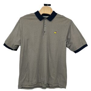 Masters Augusta Collection Cotton Mens Polo Stripe Navy Cream‎ Shirt Sz 2XL